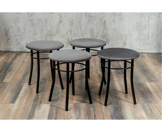 Кухонный табурет Shado Хокер серый велюр, каркас черный, изображение 3 | Интернет магазин мебели и декора LifeDekor