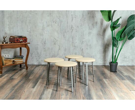 Табурет для кухни Shado 03 бежевый экокожа, каркас бриллиант, изображение 4 | Интернет магазин мебели и декора LifeDekor