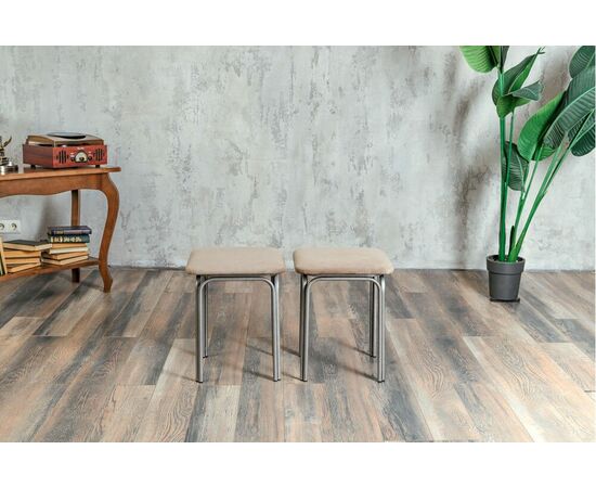 Табурет для кухни Shado 01 бежевый велюр, каркас бриллиант, изображение 9 | Интернет магазин мебели и декора LifeDekor