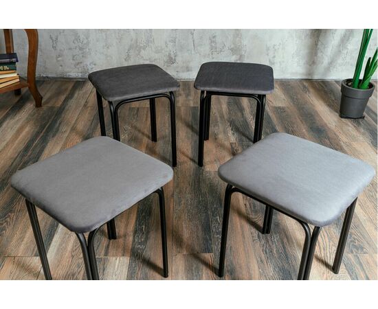 Табурет для кухни Shado 01 серый велюр, каркас черный, изображение 8 | Интернет магазин мебели и декора LifeDekor