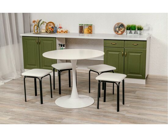 Табурет для кухни Shado 01 белый экокожа, каркас черный, изображение 3 | Интернет магазин мебели и декора LifeDekor