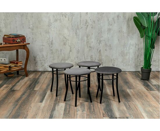 Кухонный табурет Shado Хокер серый велюр, каркас черный, изображение 2 | Интернет магазин мебели и декора LifeDekor