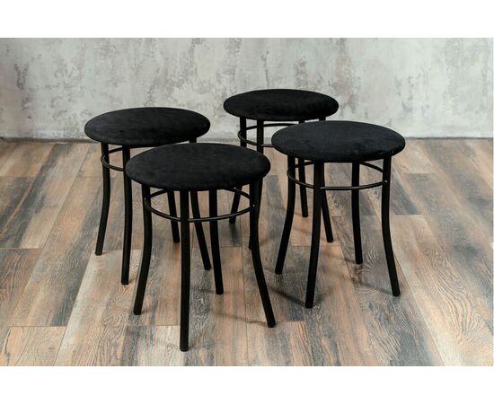 Кухонный табурет Shado Хокер черный велюр, каркас черный, изображение 3 | Интернет магазин мебели и декора LifeDekor