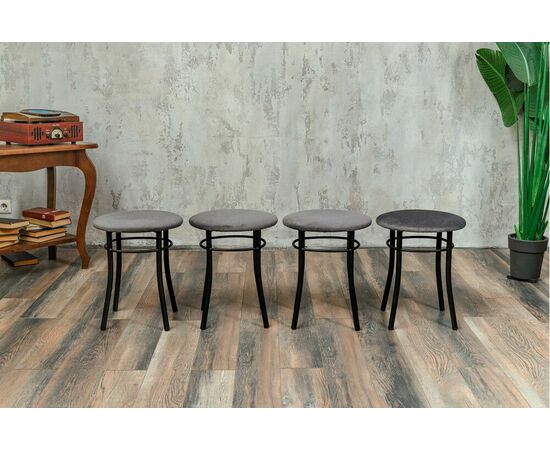 Кухонный табурет Shado Хокер серый велюр, каркас черный, изображение 6 | Интернет магазин мебели и декора LifeDekor