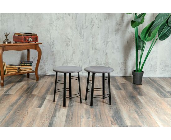 Табурет для кухни Shado 03 серый велюр, каркас черный, изображение 10 | Интернет магазин мебели и декора LifeDekor