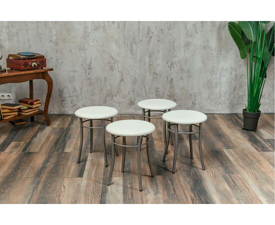 Кухонный табурет Shado Хокер белый, каркас бриллиант, изображение 2 | Интернет магазин мебели и декора LifeDekor