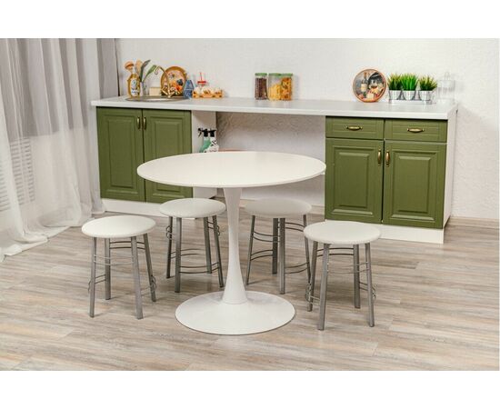 Табурет для кухни Shado 03 белый экокожа, каркас бриллиант, изображение 3 | Интернет магазин мебели и декора LifeDekor