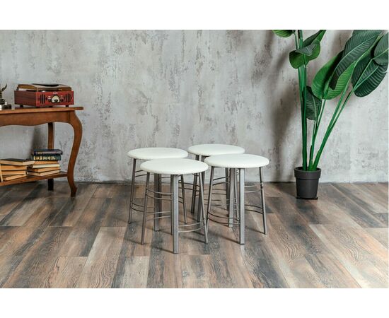 Табурет для кухни Shado 03 белый экокожа, каркас бриллиант, изображение 4 | Интернет магазин мебели и декора LifeDekor