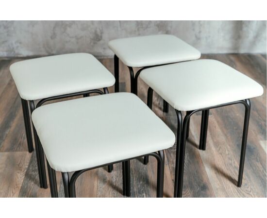 Табурет для кухни Shado 01 белый экокожа, каркас черный, изображение 5 | Интернет магазин мебели и декора LifeDekor