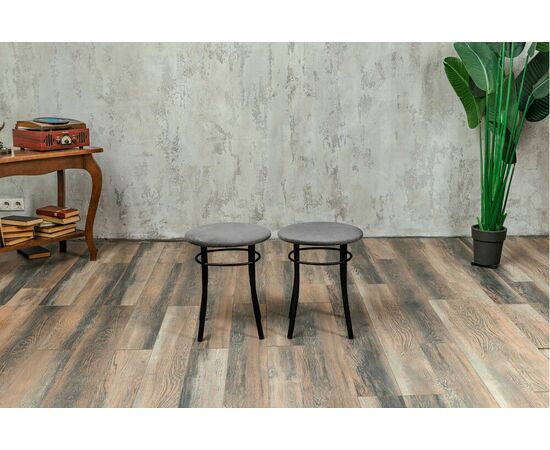 Кухонный табурет Shado Хокер серый велюр, каркас черный, изображение 8 | Интернет магазин мебели и декора LifeDekor