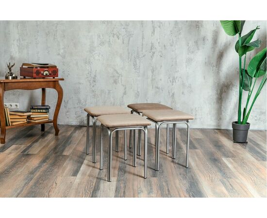 Табурет для кухни Shado 01 бежевый велюр, каркас бриллиант, изображение 4 | Интернет магазин мебели и декора LifeDekor