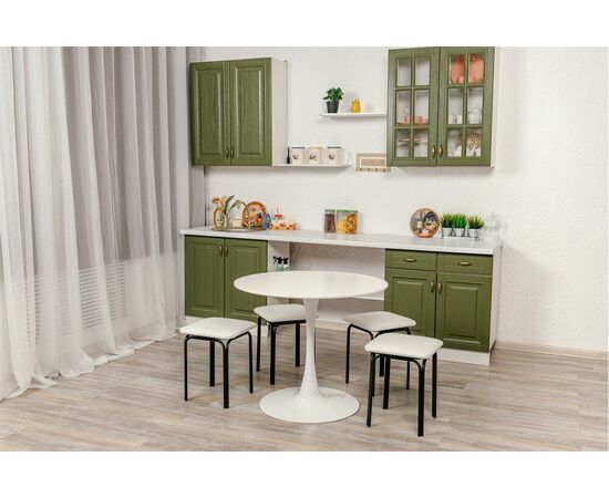 Табурет для кухни Shado 01 белый экокожа, каркас черный, изображение 2 | Интернет магазин мебели и декора LifeDekor