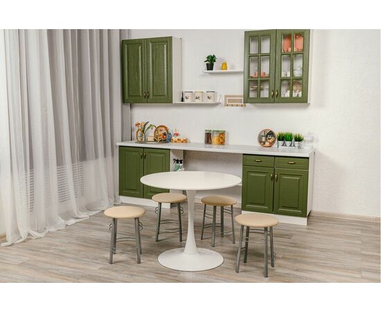 Табурет для кухни Shado 03 бежевый экокожа, каркас бриллиант, изображение 2 | Интернет магазин мебели и декора LifeDekor