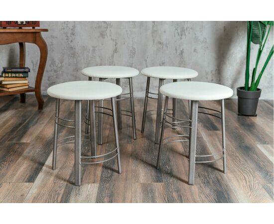 Табурет для кухни Shado 03 белый экокожа, каркас бриллиант, изображение 7 | Интернет магазин мебели и декора LifeDekor