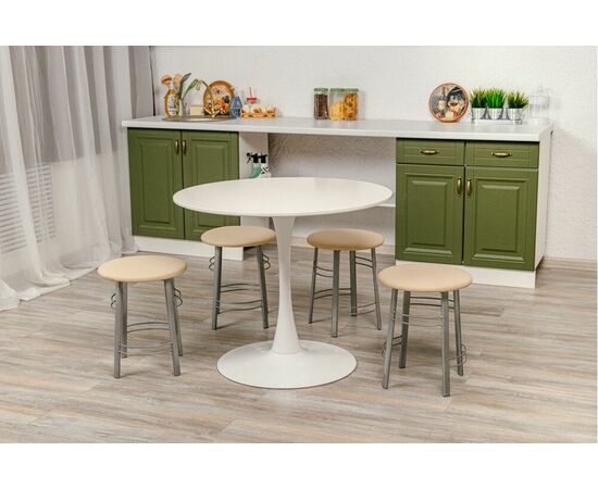 Табурет для кухни Shado 03 бежевый экокожа, каркас бриллиант, изображение 3 | Интернет магазин мебели и декора LifeDekor