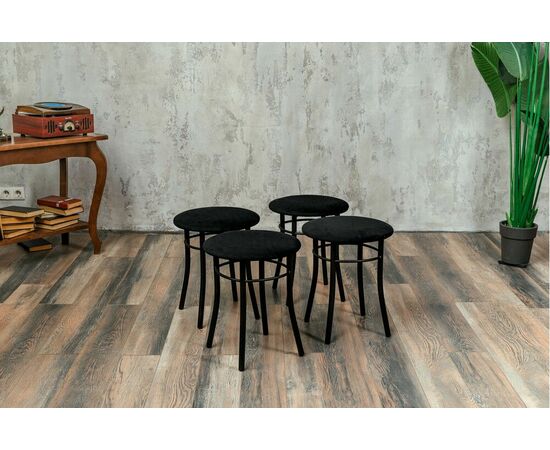 Кухонный табурет Shado Хокер черный велюр, каркас черный, изображение 2 | Интернет магазин мебели и декора LifeDekor