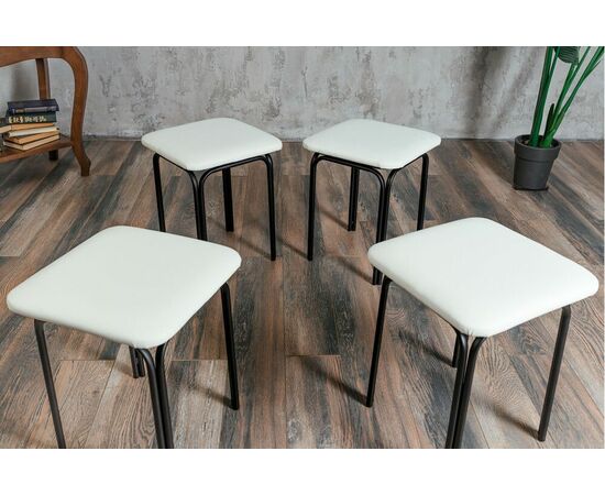 Табурет для кухни Shado 01 белый экокожа, каркас черный, изображение 8 | Интернет магазин мебели и декора LifeDekor