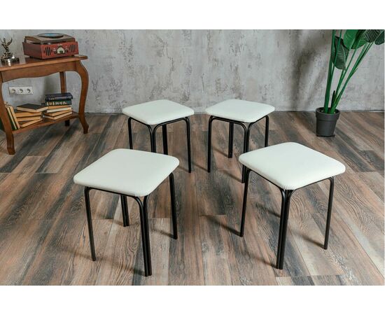 Табурет для кухни Shado 01 белый экокожа, каркас черный, изображение 7 | Интернет магазин мебели и декора LifeDekor