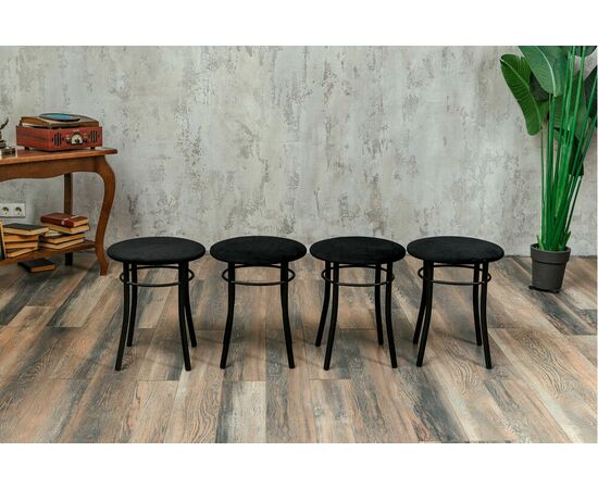 Кухонный табурет Shado Хокер черный велюр, каркас черный, изображение 5 | Интернет магазин мебели и декора LifeDekor