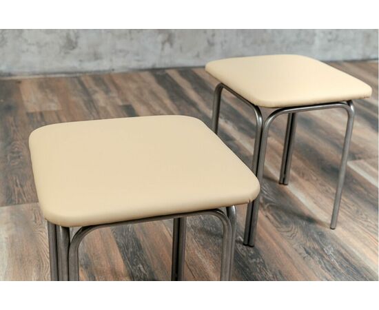 Табурет для кухни Shado 01 бежевый экокожа, каркас бриллиант, изображение 2 | Интернет магазин мебели и декора LifeDekor