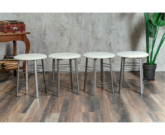 Табурет для кухни Shado 03 белый экокожа, каркас бриллиант, изображение 6 | Интернет магазин мебели и декора LifeDekor