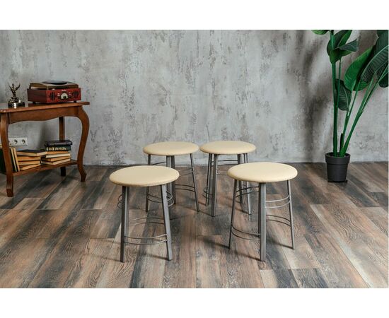 Табурет для кухни Shado 03 бежевый экокожа, каркас бриллиант, изображение 8 | Интернет магазин мебели и декора LifeDekor