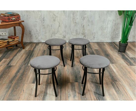 Кухонный табурет Shado Хокер серый велюр, каркас черный, изображение 7 | Интернет магазин мебели и декора LifeDekor