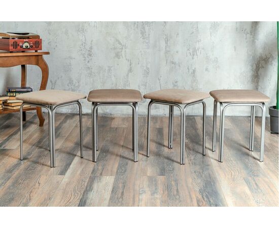 Табурет для кухни Shado 01 бежевый велюр, каркас бриллиант, изображение 6 | Интернет магазин мебели и декора LifeDekor