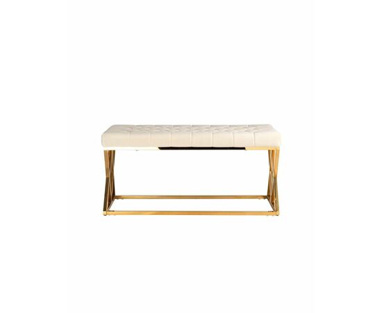 Банкетка ИНСИГНИЯ велюр бежевый сталь золото, изображение 5 | Интернет магазин мебели и декора LifeDekor