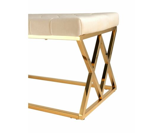 Банкетка ИНСИГНИЯ велюр бежевый сталь золото, изображение 7 | Интернет магазин мебели и декора LifeDekor