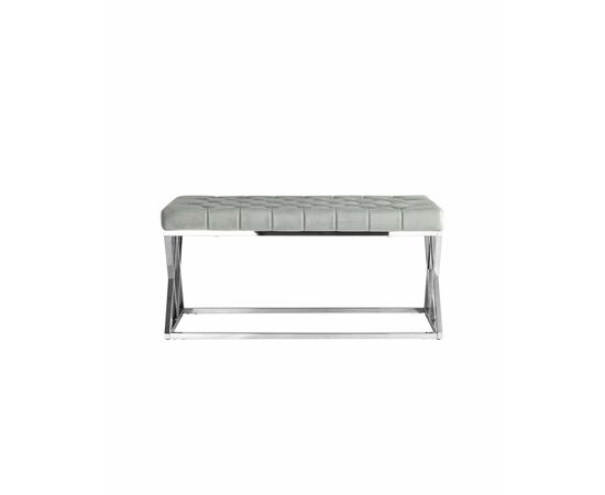 Банкетка ИНСИГНИЯ велюр серый сталь серебро, изображение 6 | Интернет магазин мебели и декора LifeDekor