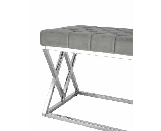 Банкетка ИНСИГНИЯ велюр серый сталь серебро, изображение 9 | Интернет магазин мебели и декора LifeDekor