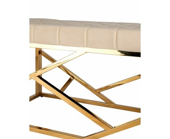 Банкетка-скамейка АРТ ДЕКО велюр бежевый сталь золото, изображение 5 | Интернет магазин мебели и декора LifeDekor