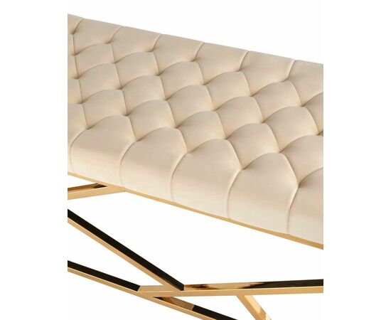 Банкетка-скамейка АРТ ДЕКО велюр бежевый сталь золото, изображение 6 | Интернет магазин мебели и декора LifeDekor