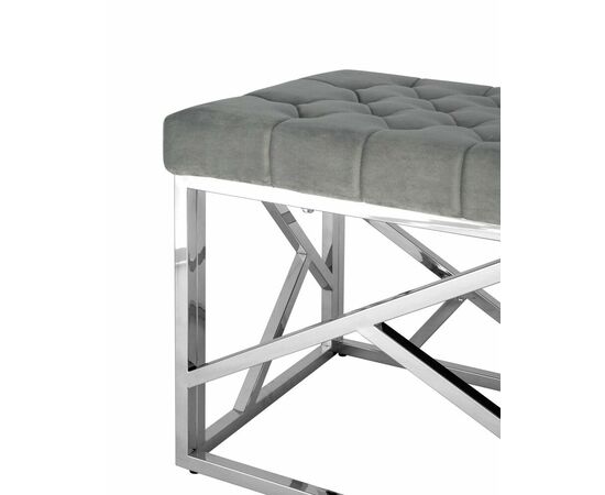Банкетка-скамейка АРТ ДЕКО велюр серый сталь серебро, изображение 5 | Интернет магазин мебели и декора LifeDekor