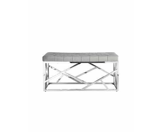 Банкетка-скамейка АРТ ДЕКО велюр серый сталь серебро, изображение 3 | Интернет магазин мебели и декора LifeDekor