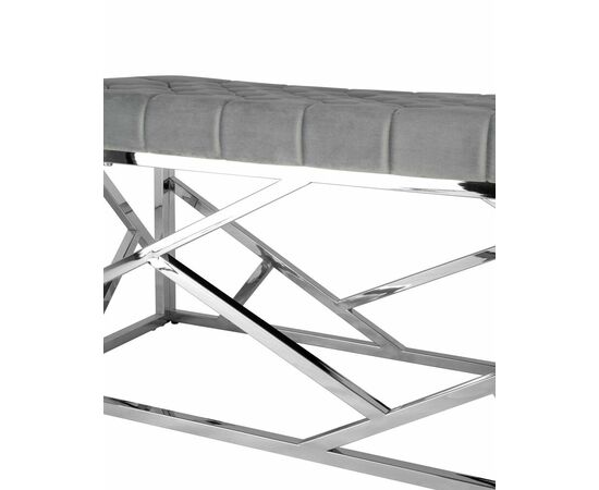 Банкетка-скамейка АРТ ДЕКО велюр серый сталь серебро, изображение 6 | Интернет магазин мебели и декора LifeDekor