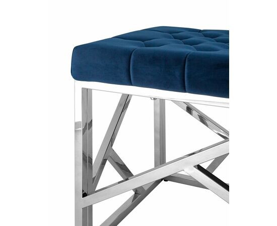 Банкетка-скамейка АРТ ДЕКО велюр синий сталь серебро, изображение 5 | Интернет магазин мебели и декора LifeDekor