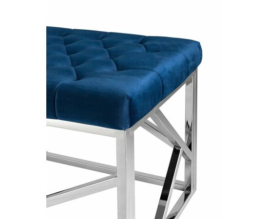 Банкетка-скамейка АРТ ДЕКО велюр синий сталь серебро, изображение 6 | Интернет магазин мебели и декора LifeDekor