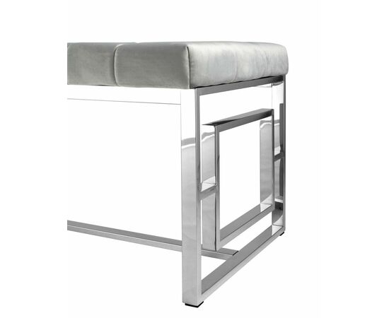 Банкетка-скамейка БРУКЛИН велюр серый сталь серебро, изображение 5 | Интернет магазин мебели и декора LifeDekor