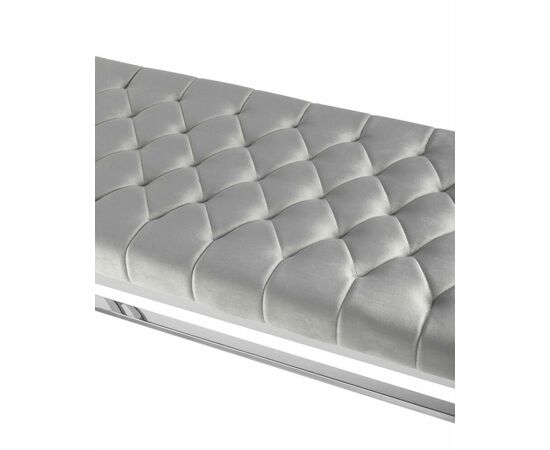 Банкетка-скамейка БРУКЛИН велюр серый сталь серебро, изображение 6 | Интернет магазин мебели и декора LifeDekor