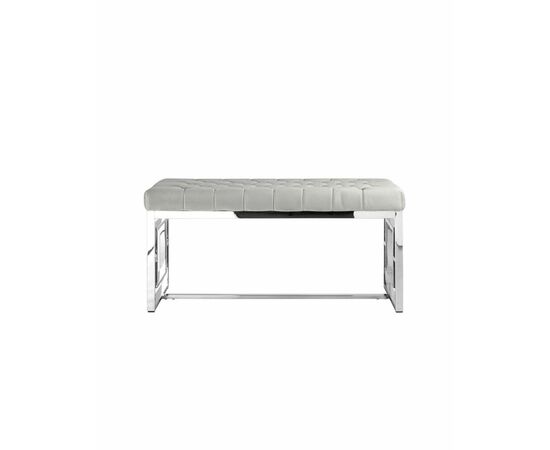 Банкетка-скамейка БРУКЛИН велюр серый сталь серебро, изображение 3 | Интернет магазин мебели и декора LifeDekor