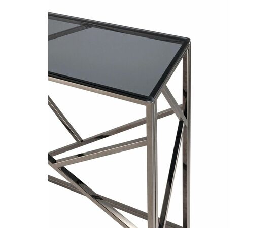 Консоль АРТ ДЕКО 115*30 стекло smoke сталь тёмный хром, изображение 7 | Интернет магазин мебели и декора LifeDekor