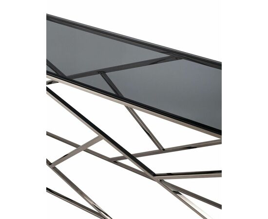 Консоль АРТ ДЕКО 115*30 стекло smoke сталь тёмный хром, изображение 8 | Интернет магазин мебели и декора LifeDekor