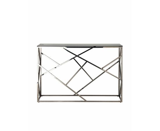 Консоль АРТ ДЕКО 115*30 стекло smoke сталь тёмный хром, изображение 5 | Интернет магазин мебели и декора LifeDekor