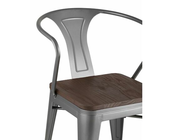 Стул TOLIX ARM WOOD с подлокотниками серебристый, изображение 20 | Интернет магазин мебели и декора LifeDekor