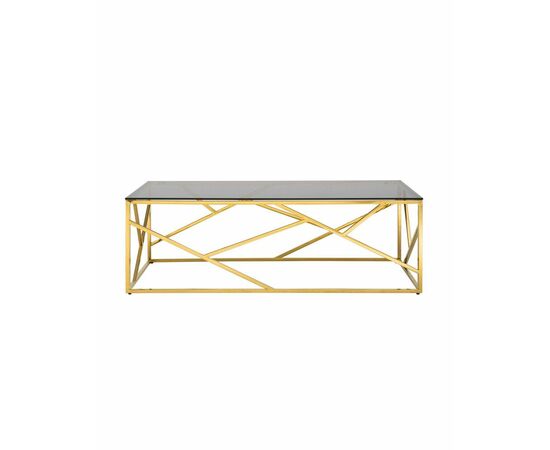 Журнальный стол 120*60 АРТ ДЕКО стекло smoke сталь золото, изображение 5 | Интернет магазин мебели и декора LifeDekor