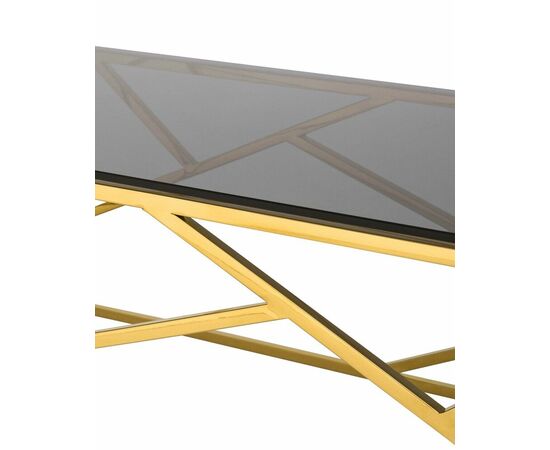 Журнальный стол 120*60 АРТ ДЕКО стекло smoke сталь золото, изображение 7 | Интернет магазин мебели и декора LifeDekor