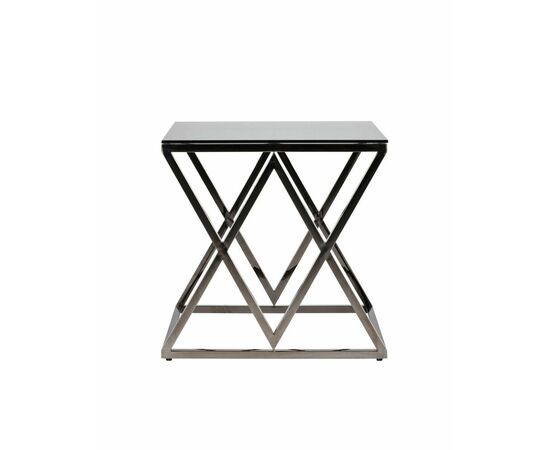 Журнальный стол 55*55 ИНСИГНИЯ сталь темный хром стекло smoke, изображение 3 | Интернет магазин мебели и декора LifeDekor