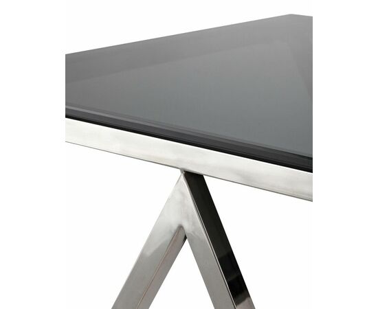 Журнальный стол 55*55 ИНСИГНИЯ сталь темный хром стекло smoke, изображение 5 | Интернет магазин мебели и декора LifeDekor